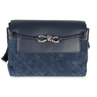 Bottega Veneta Neptune Intrecciato Suede Andiamo Messenger Bag Handbag fv