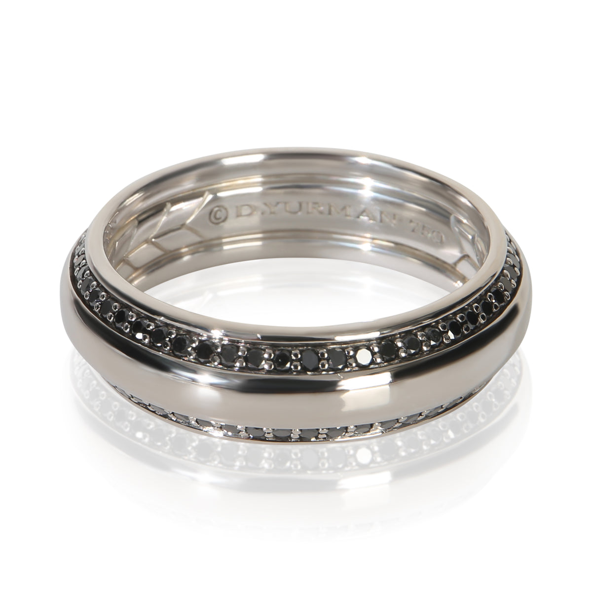 David Yurman White Gold Diamond Beveled Edge Band fv