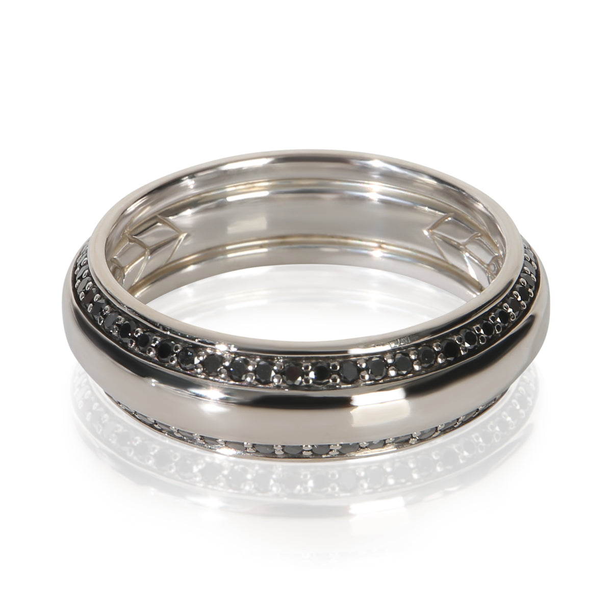 David Yurman White Gold Diamond Beveled Edge Band pv