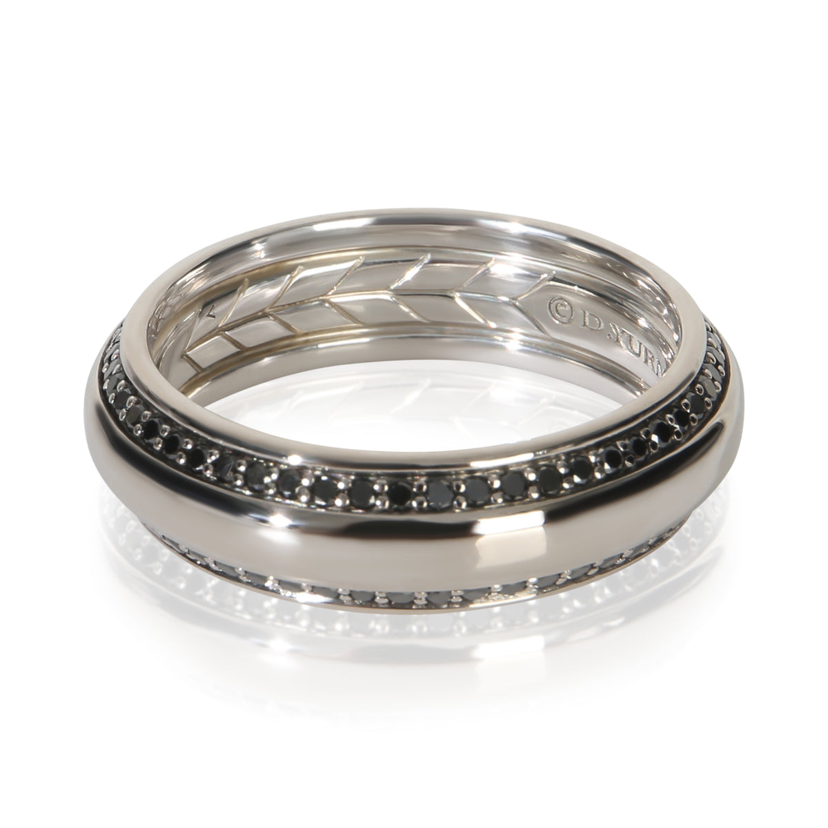 David Yurman White Gold Diamond Beveled Edge Band sv