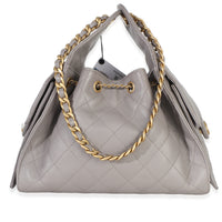 Chanel Grey Quilted Caviar Small  25 Hobo Handbag Handbag bv
