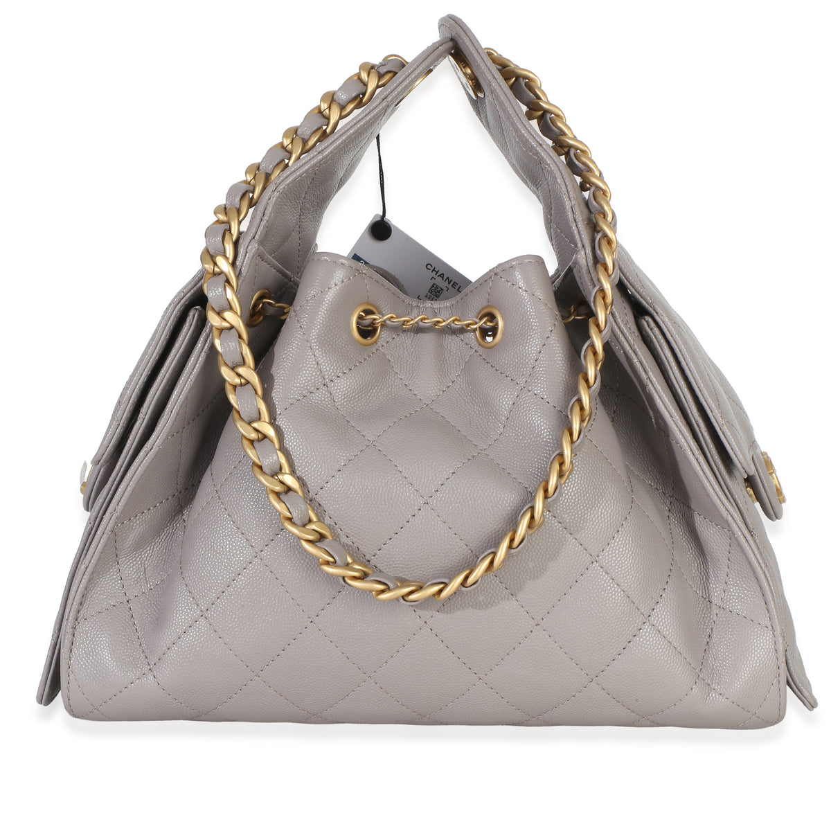 Chanel Grey Quilted Caviar Small  25 Hobo Handbag Handbag bv