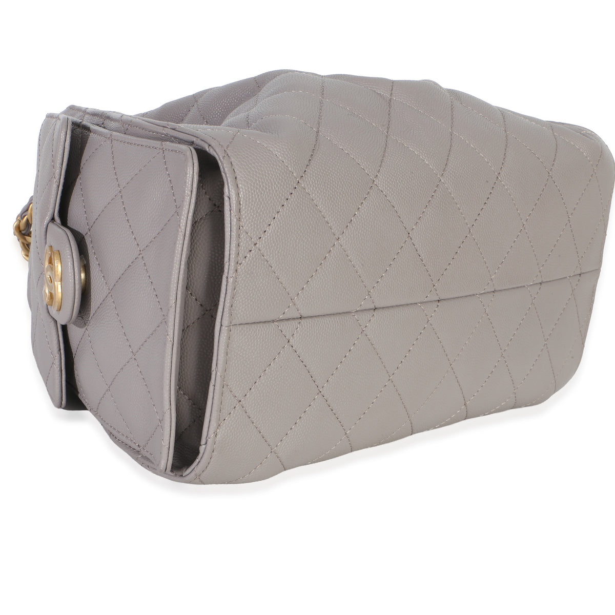 Chanel Grey Quilted Caviar Small  25 Hobo Handbag Handbag clasp