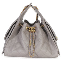 Chanel Grey Quilted Caviar Small  25 Hobo Handbag Handbag fv