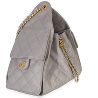 Chanel Grey Quilted Caviar Small  25 Hobo Handbag Handbag pv