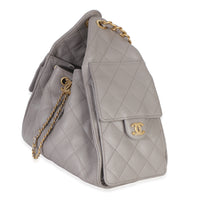 Chanel Grey Quilted Caviar Small  25 Hobo Handbag Handbag sv