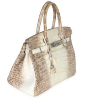 Hermès Blanc Matte Niloticus Crocodile Himalaya Birkin 30 PHW Handbag pv