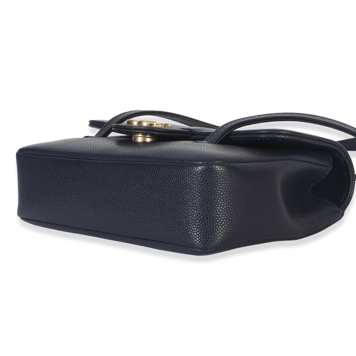 Chanel Navy Grained Shiny Calfskin Preppy Flap Bag Handbag box