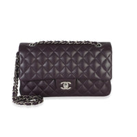 Chanel Purple Quilted Lambskin Medium Classic Double Flap Bag Handbag fv