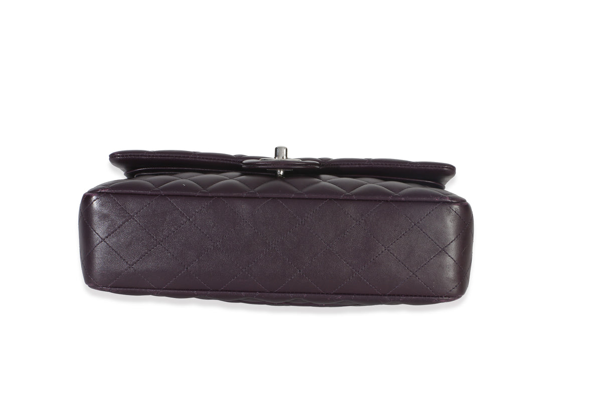 Chanel Purple Quilted Lambskin Medium Classic Double Flap Bag Handbag stamp