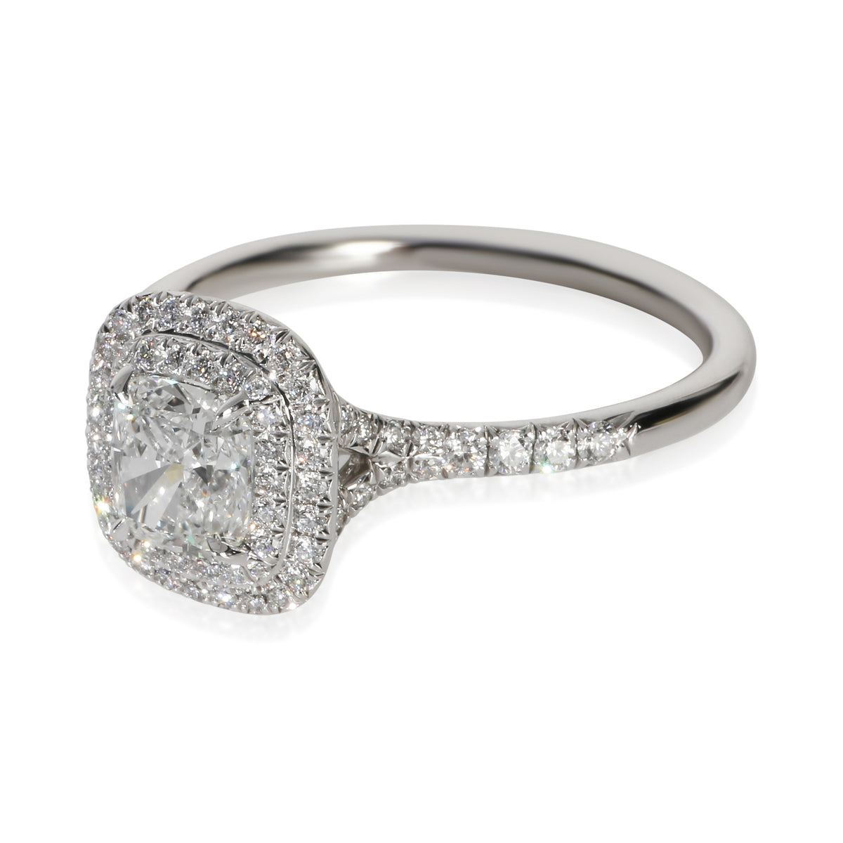 Tiffany & Co. 1.07 ct Cushion Diamond Soleste Double Halo Engagement Ring sv