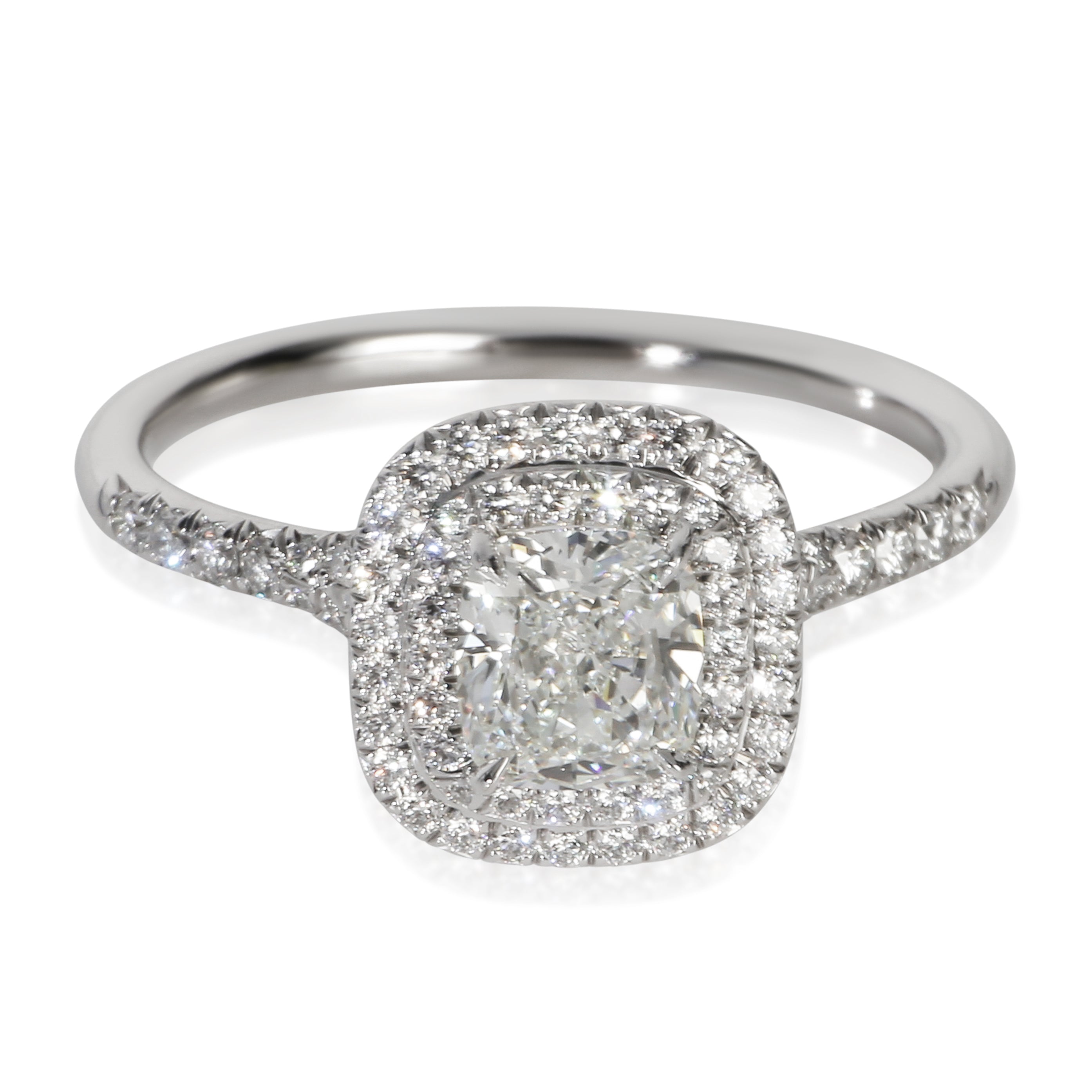 Tiffany & Co. 1.07 ct Cushion Diamond Soleste Double Halo Engagement Ring fv