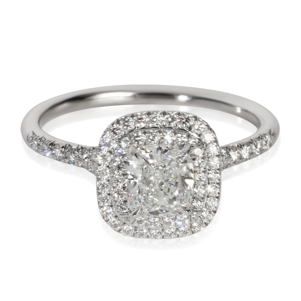 Tiffany & Co. 1.07 ct Cushion Diamond Soleste Double Halo Engagement Ring fv