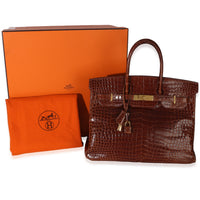Hermès Miel Porosus Crocodile Birkin 35 GHW Handbag 10