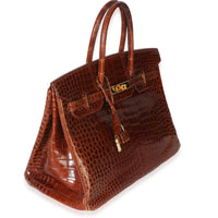 Hermès Miel Porosus Crocodile Birkin 35 GHW Handbag 3