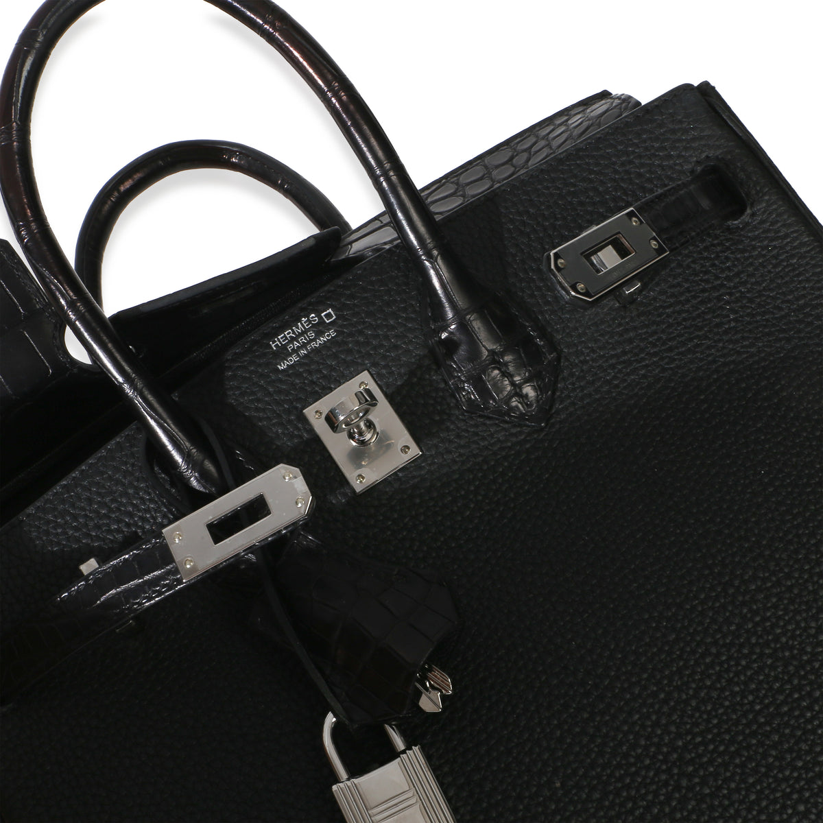 Hermès Black Togo Mississippiensis Matte Alligator Touch Birkin 25 PHW Handbag 9