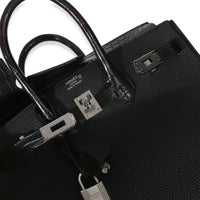 Hermès Black Togo Mississippiensis Matte Alligator Touch Birkin 25 PHW Handbag 9