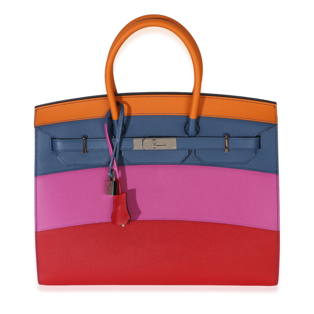 Hermès Abricot Agate Magnolia Rouge Casaque Epsom Sunrise Sellier Birkin 35 PHW Handbag fv