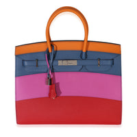 Hermès Abricot Bleu Agate Magnolia Rouge Casaque Epsom Sunrise Sellier Birkin 35 Handbag fv