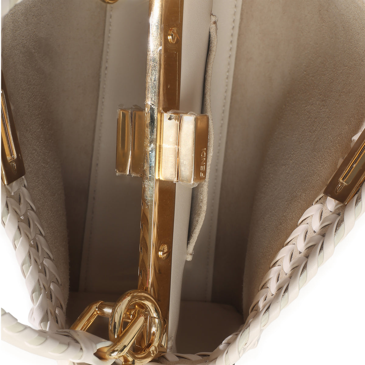 Fendi Cream Vitello King Interlace Mini Peekaboo Iconic Satchel Handbag 10