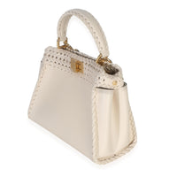 Fendi Cream Vitello King Interlace Mini Peekaboo Iconic Satchel Handbag 2