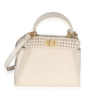 Fendi Cream Vitello King Interlace Mini Peekaboo Iconic Satchel Handbag 4
