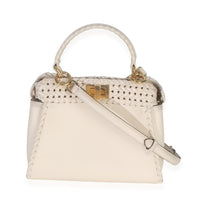 Fendi Cream Vitello King Interlace Mini Peekaboo Iconic Satchel Handbag 5