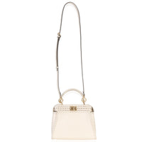 Fendi Cream Vitello King Interlace Mini Peekaboo Iconic Satchel Handbag 9