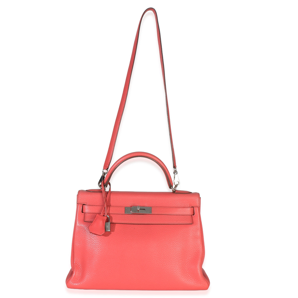 Hermès Rose Lipstick Clemence Kelly 32 PHW Handbag 8