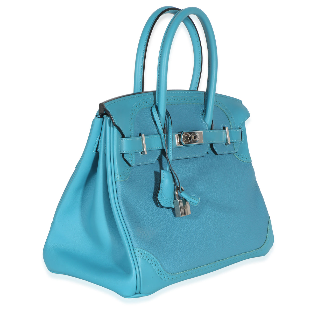 Hermès Turquoise Togo Swift Ghillies Birkin 30 PHW Handbag 3