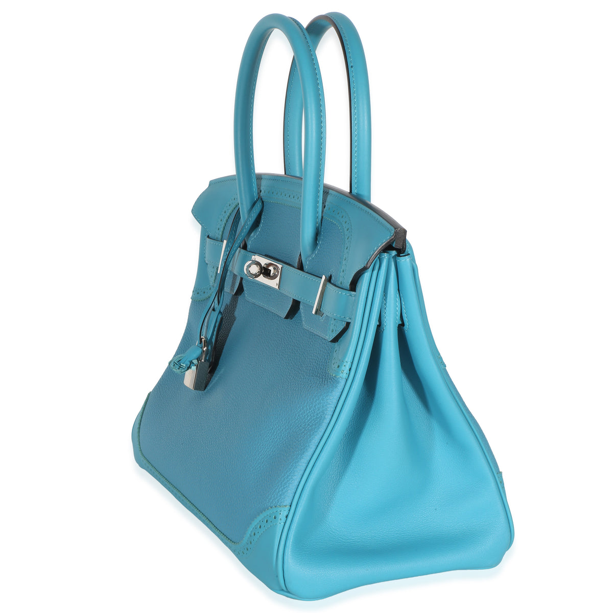 Hermès Turquoise Togo Swift Ghillies Birkin 30 PHW Handbag 4