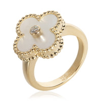 Van Cleef & Arpels Yellow Gold Mother Of Pearl and Diamond Vintage Alhambra Ring 4