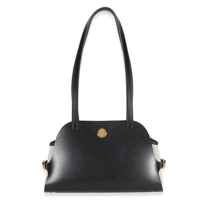 Hermès Black Vache Hunter Swift H Ecru Canvas Tablier Sellier GHW Handbag fv