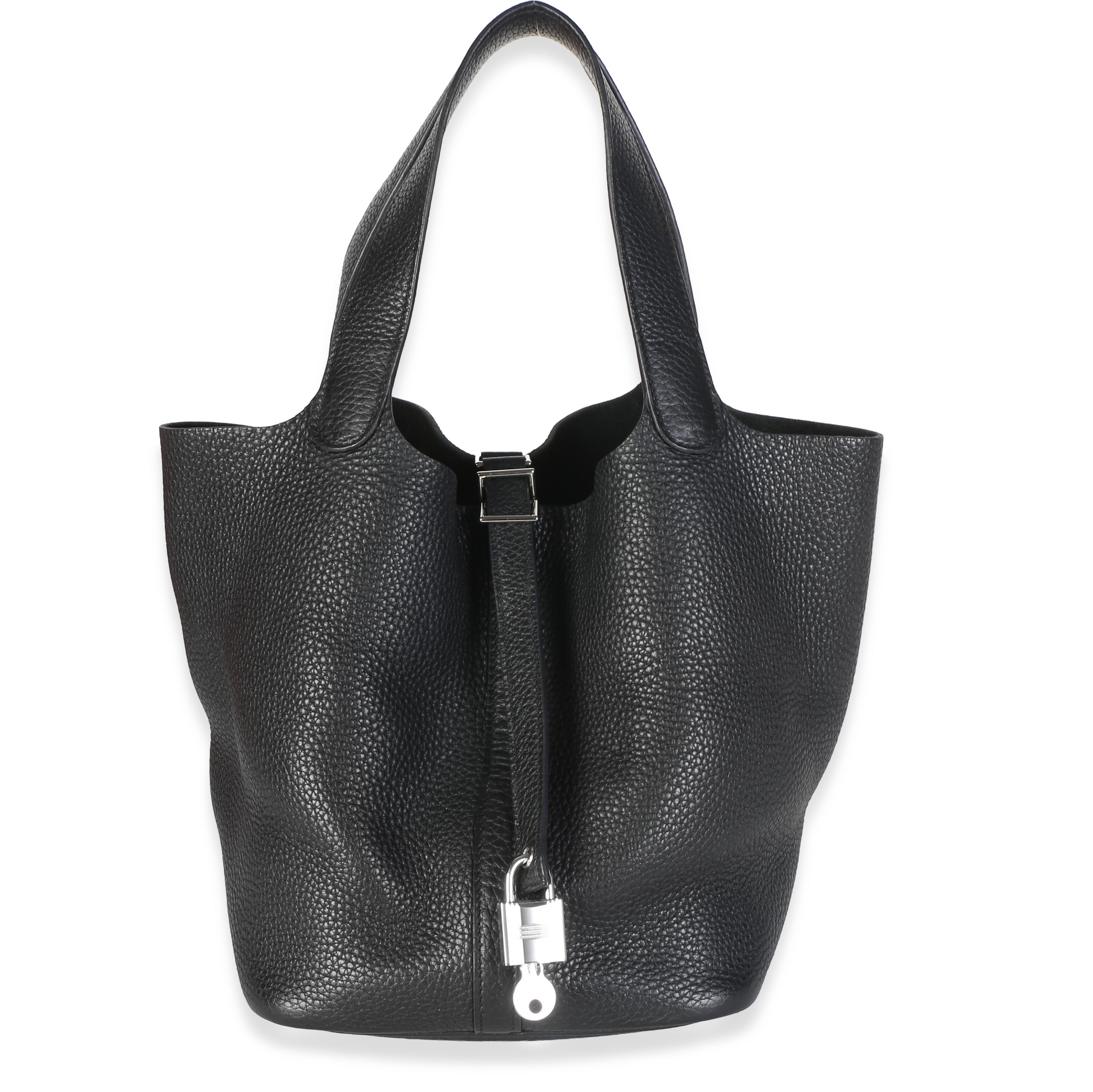 Hermès Black Clemence Picotin Lock 22 PHW Handbag fv
