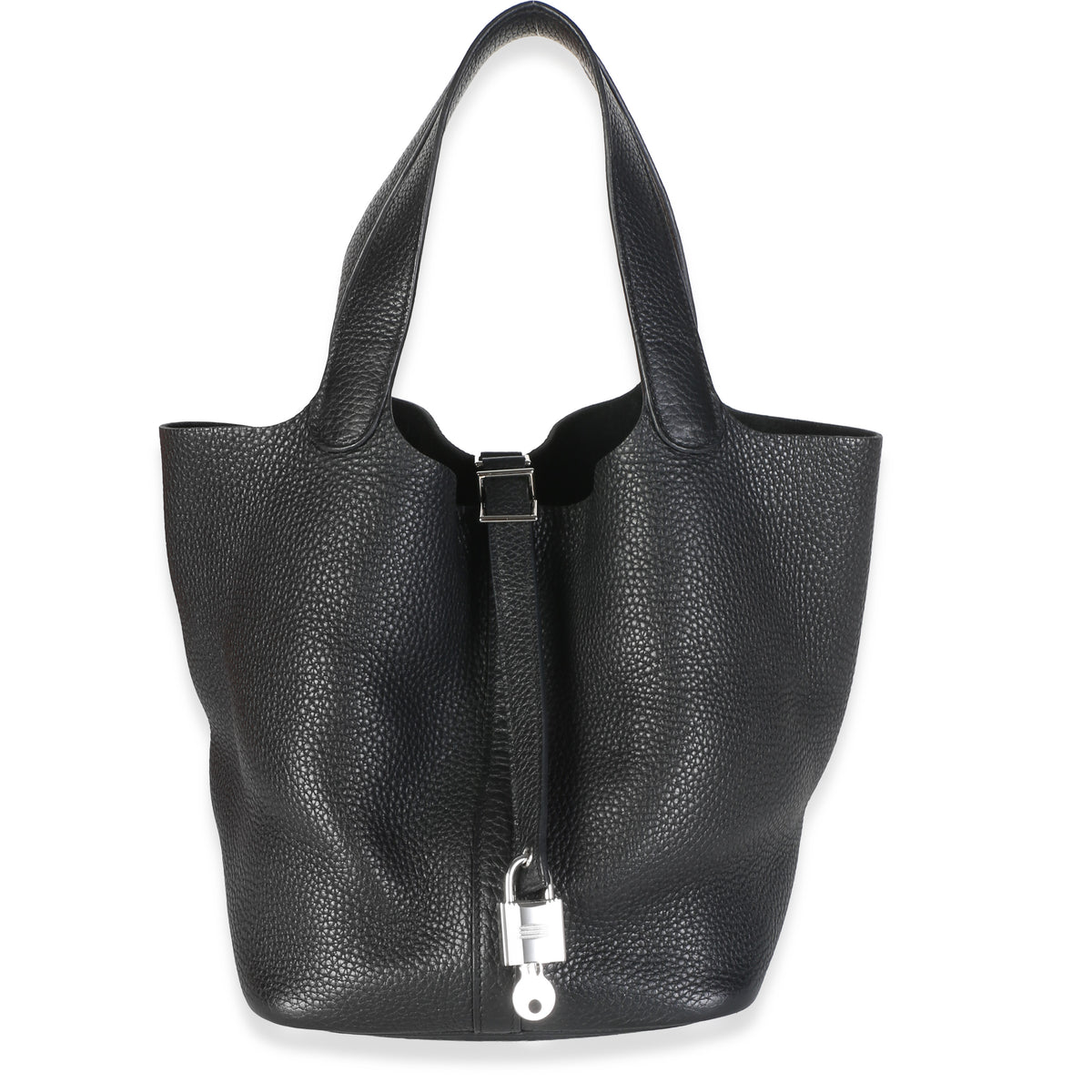 Hermès Black Clemence Picotin Lock 22 PHW Handbag fv