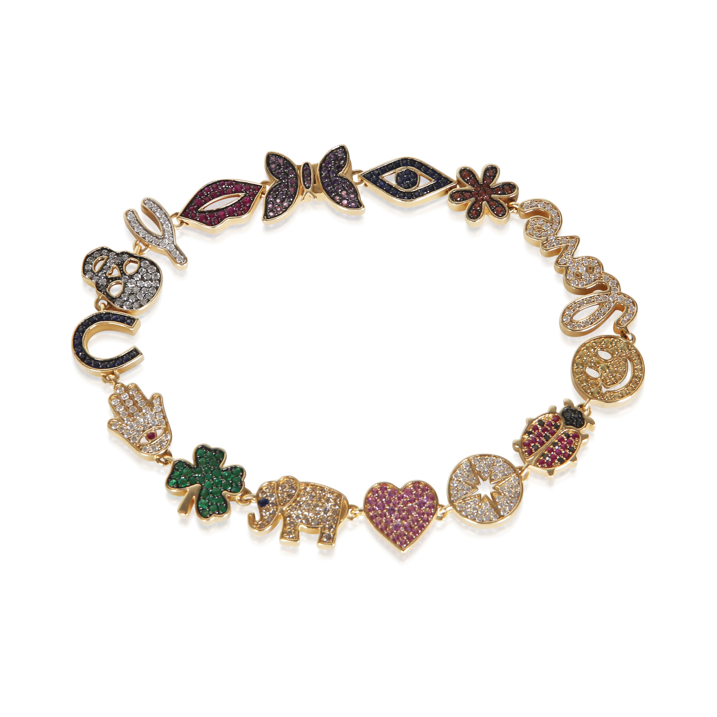 Sydney Evan Yellow Gold Diamond Icon Bracelet fv